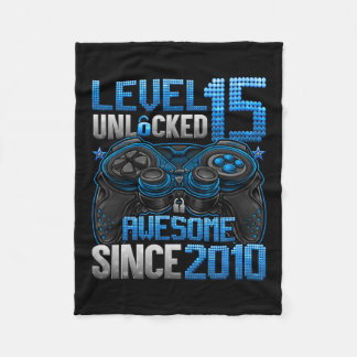 Level 15 Ontgrendeld 15 Jaar Oude Cadeaus Jongens  Fleece Deken