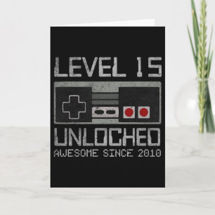 Level 15 Ontgrendeld 15e Verjaardag 15 Jaar Oude V Kaart