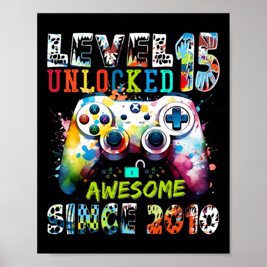 Level 15 Ontgrendeld Geweldig Sinds 2010 15e Verja Poster (Voorkant)