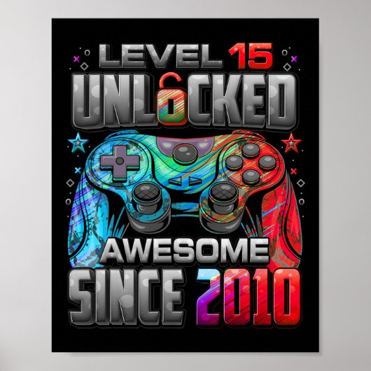 Level 15 Ontgrendeld Geweldig Sinds 2010 15e Verja Poster (Voorkant)