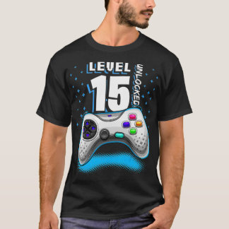Level 15 Ontgrendeld Retro Videospel 15e Verjaarda T-shirt