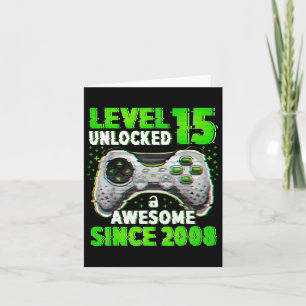 Level 15 Ontgrendeld Videospel 15 Jaar Oude Jongen Kaart