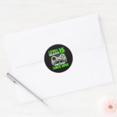 Level 15 ontgrendeld videospel 15 jaar oude jongen ronde sticker (Envelop)
