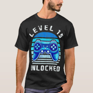 Level 15 Unlocked Video Game 15th Birthday Gamer B T-shirt