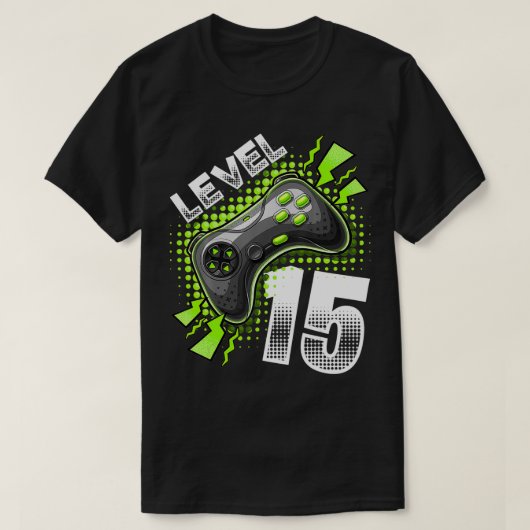 Level 15 Video Game Controller 15e Birthday Gamer T-shirt (Design voorkant)