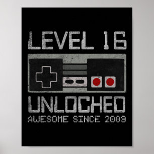 Level 16 Ontgrendeld 16e Verjaardag 16 Jaar Oude V Poster