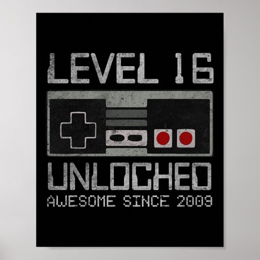 Level 16 Ontgrendeld 16e Verjaardag 16 Jaar Oude V Poster (Voorkant)