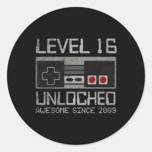 Level 16 Ontgrendeld 16e Verjaardag 16 Jaar Oude V Ronde Sticker