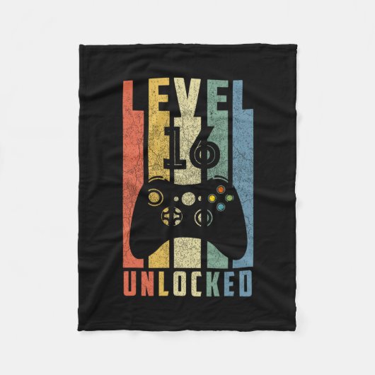 Level 16 Ontgrendeld 16e Videospelletjes Verjaarda Fleece Deken (Voorkant)