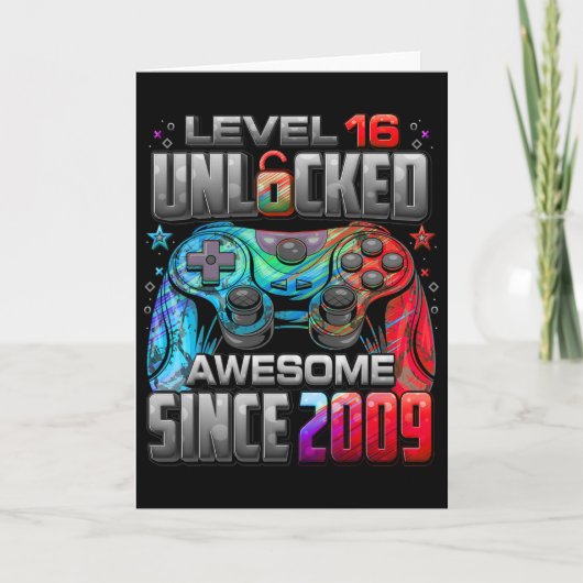 Level 16 Ontgrendeld Geweldig Sinds 2009 16e Verja Kaart (Voorkant)