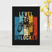 Level 16 Ontgrendeld Videogamer 16 Jaar 16e Verjaa Kaart (Gele Bloem)