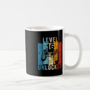Level 16 Ontgrendeld Videospeler 16 Jaar 16e Verja Koffiemok