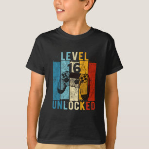 Level 16 Ontgrendeld Videospeler 16 Jaar 16e Verja T-shirt