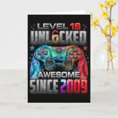 Level 16 Unlocked Awesome Since 2009 16th Birthday Kaart (Gele Bloem)