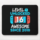 Level 16 Unlocked Awesome Since 2010 16th Birthday Muismat (Voorkant)