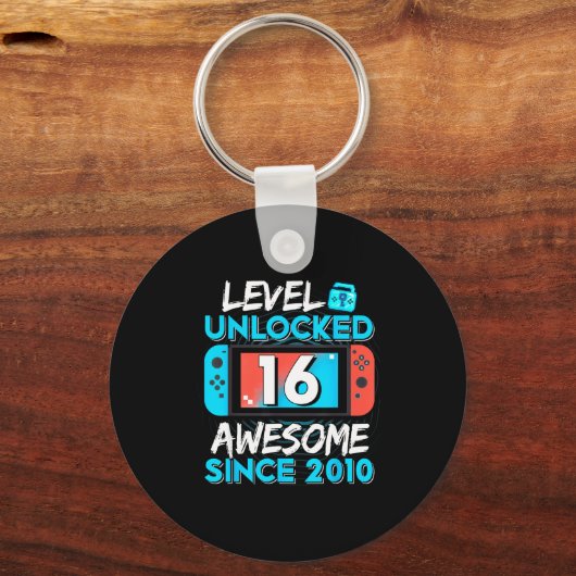 Level 16 Unlocked Awesome Since 2010 16th Birthday Sleutelhanger (Voorkant)