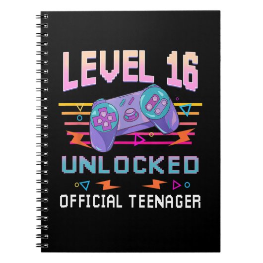 Level 16 Unlocked Official Teenager Video Game 16t Notitieboek (Voorkant)