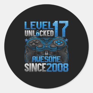 Level 17 Ontgrendeld 17 Jaar Oude Cadeaus Jongens Ronde Sticker