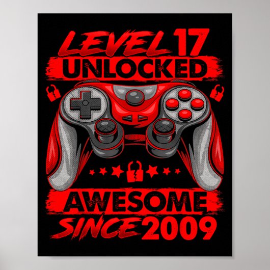 Level 17 Ontgrendeld 17 Jaar Oude Jongens 17e Verj Poster (Voorkant)