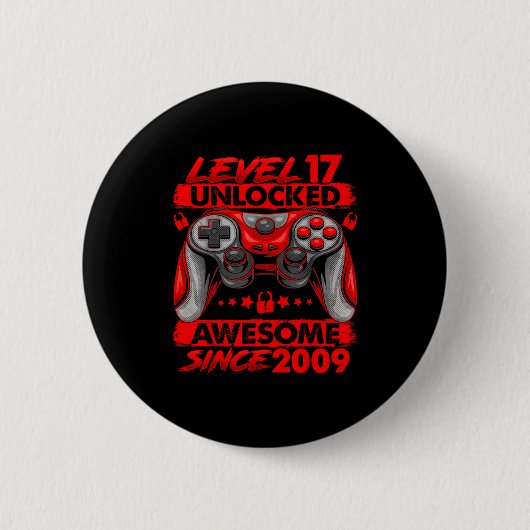 Level 17 Ontgrendeld 17 Jaar Oude Jongens 17e Verj Ronde Button 5,7 Cm (Voorkant)