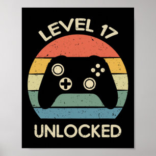 Level 17 Ontgrendeld 17e Gaming Verjaardag Control Poster