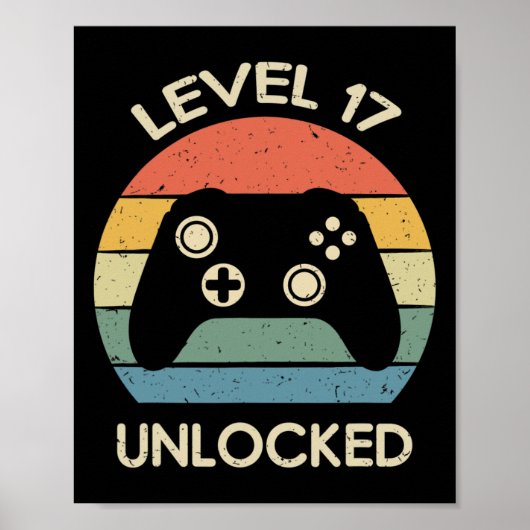 Level 17 Ontgrendeld 17e Gaming Verjaardag Control Poster (Voorkant)