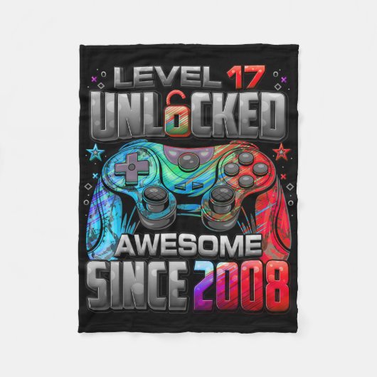 Level 17 Ontgrendeld Geweldig Sinds 2008 17e Verja Fleece Deken (Voorkant)