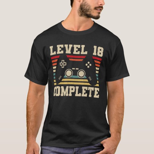 Level 18 Complete 18e Jubileum videogamer T-shirt (Voorkant)