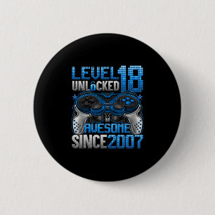 Level 18 Ontgrendeld 18 Jaar Oude Cadeaus Jongens  Ronde Button 5,7 Cm