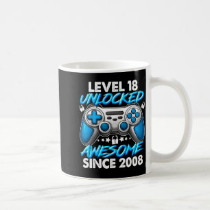 Level 18 Ontgrendeld 18 Jaar Oude Jongens 18e Verj Koffiemok