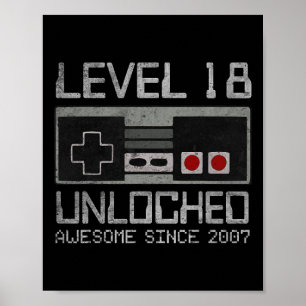 Level 18 Ontgrendeld 18e Verjaardag 18 Jaar Oude V Poster