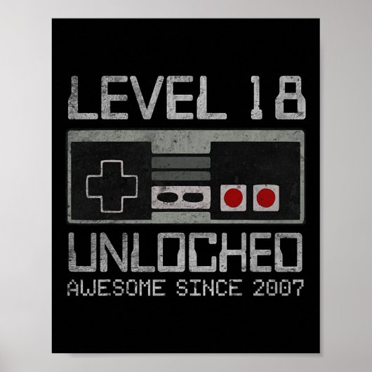 Level 18 Ontgrendeld 18e Verjaardag 18 Jaar Oude V Poster (Voorkant)