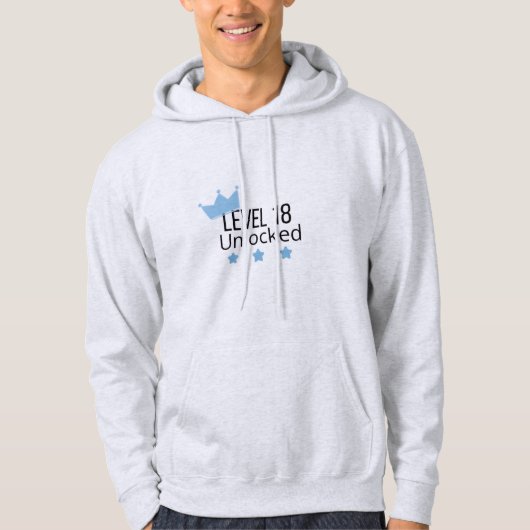 Level 18 Ontgrendeld Blauw Verjaardag Hoodie (Voorkant)