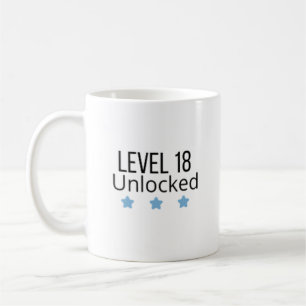 Level 18 Ontgrendeld Blauw Verjaardagsmok  Koffiemok