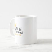 Level 18 Ontgrendeld Geel Verjaardagsmok Koffiemok (Voorkant links)