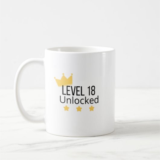Level 18 Ontgrendeld Geel Verjaardagsmok Koffiemok (Links)
