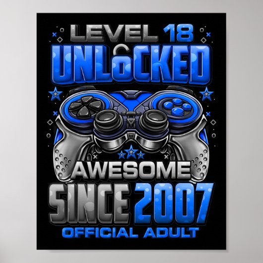 Level 18 Ontgrendeld Geweldig Sinds 2007 18e Verja Poster (Voorkant)