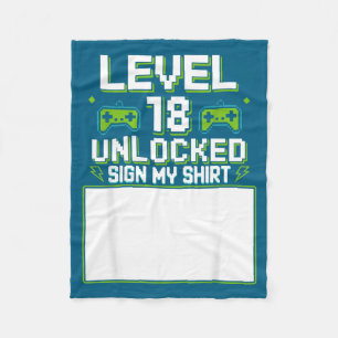 Level 18 ontgrendeld teken mijn 18e verjaardag gam fleece deken