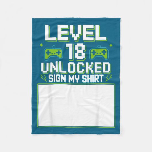 Level 18 ontgrendeld teken mijn 18e verjaardag gam fleece deken (Voorkant)