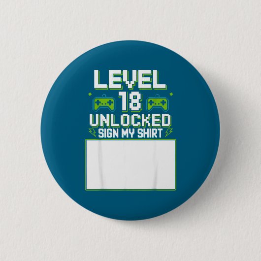 Level 18 ontgrendeld teken mijn 18e verjaardag gam ronde button 5,7 cm (Voorkant)