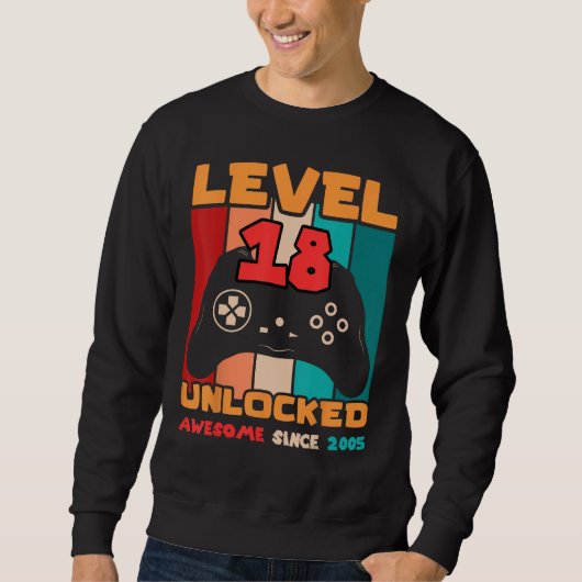 Level 18 Ontgrendeld Verjaardag Gamer Design Trui (Voorkant)
