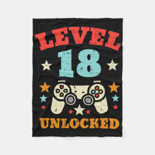 Level 18 Ontgrendeld Video Game Jongens Mannen 18e Fleece Deken