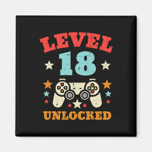 Level 18 Ontgrendeld Video Gamer Jongens Mannen 18 Magneet