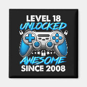 Level 18 Unlocked 18 Year Old Boys 18th Birthday B Magneet (Voorkant)