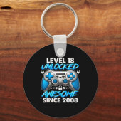 Level 18 Unlocked 18 Year Old Boys 18th Birthday B Sleutelhanger (Voorkant)