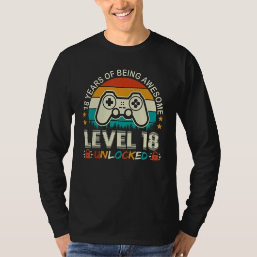 Level 18 Unlocked Awesome 2005 Video Game 18th Bir T-shirt (Voorkant)