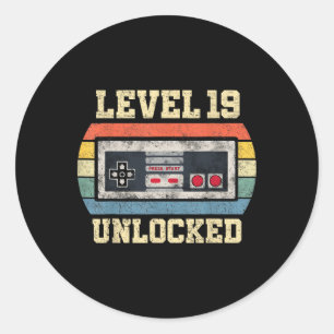 Level 19 Ontgrendeld 19 Jaar Oud Cadeau Grappige G Ronde Sticker