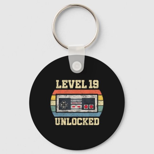 Level 19 Ontgrendeld 19 Jaar Oud Cadeau Grappige G Sleutelhanger (Voorkant)