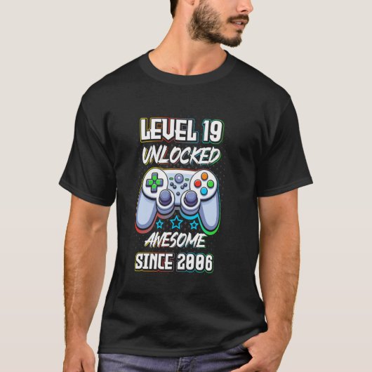Level 19 Ontgrendeld geweldig sinds 2006 videogame T-shirt (Voorkant)