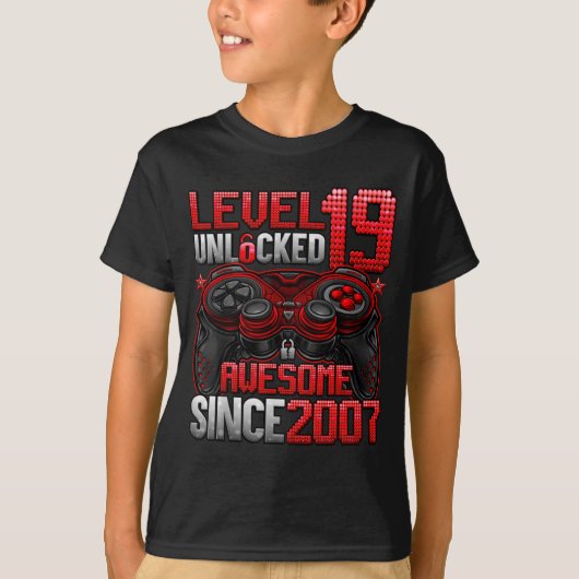 Level 19 Unlocked 19 Year Old Boys 19th Birthday B T-shirt (Voorkant)